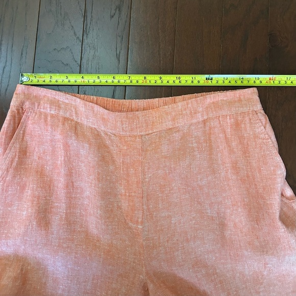 Chico's orange pink cropped linen blend pants pull up waist size 1 - Picture 6 of 9